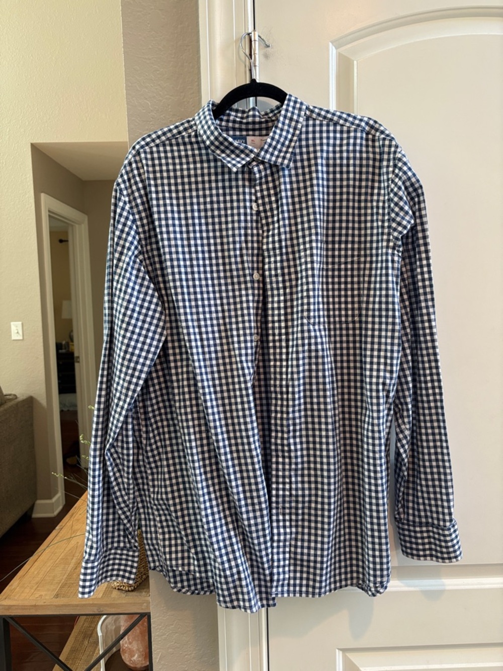 Old Navy Blue and White Gingham Button-Down Shirt